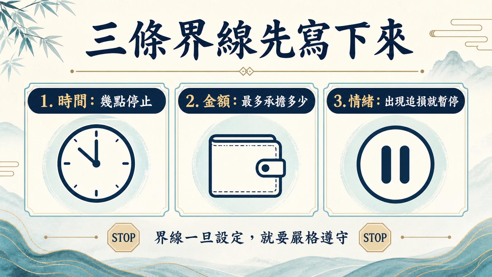 資訊圖表整理時間、金額與情緒三條開始前界線