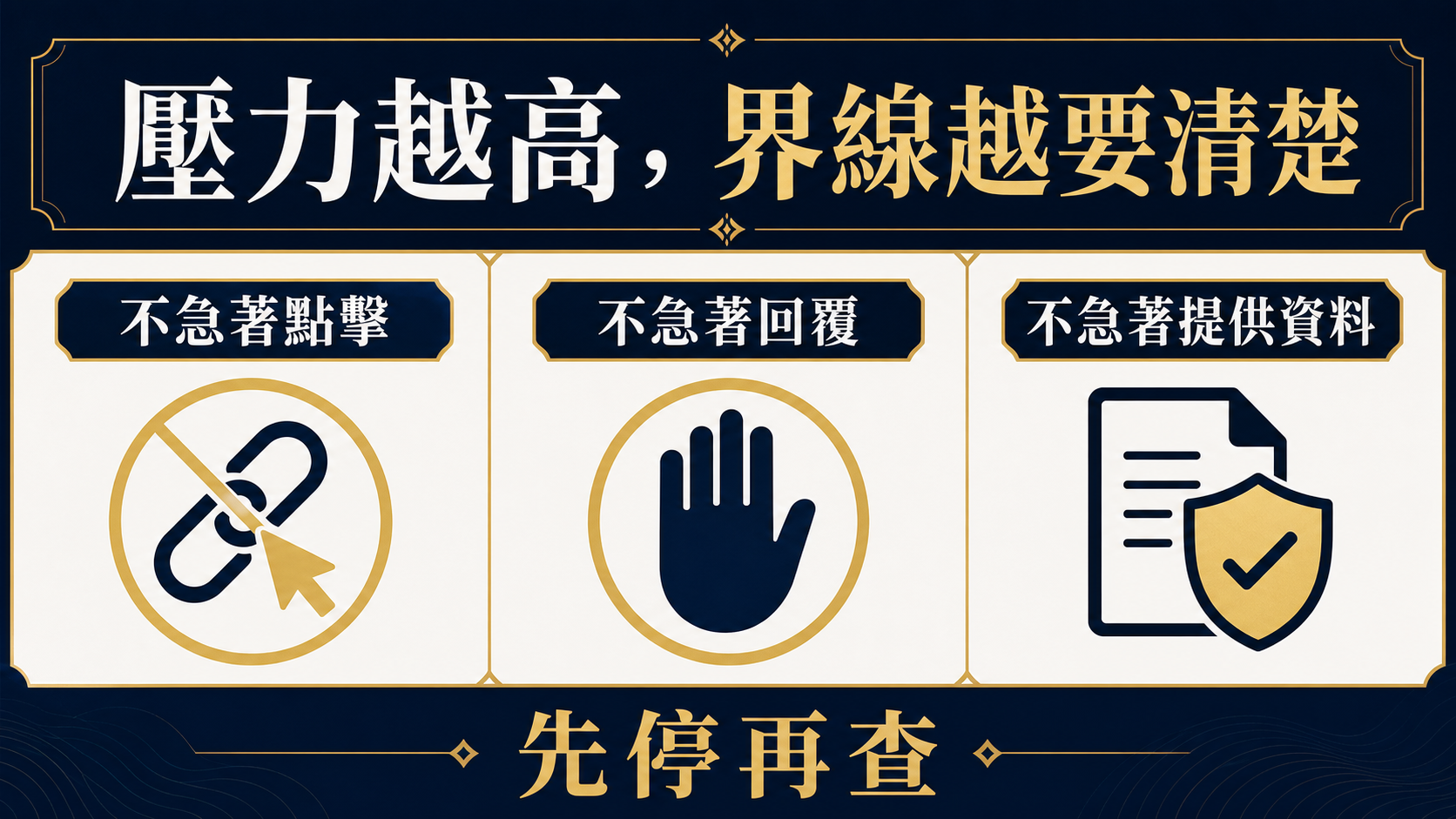 急迫訊息下的資料與時間界線：不急著點擊、不急著回覆、不急著提供資料